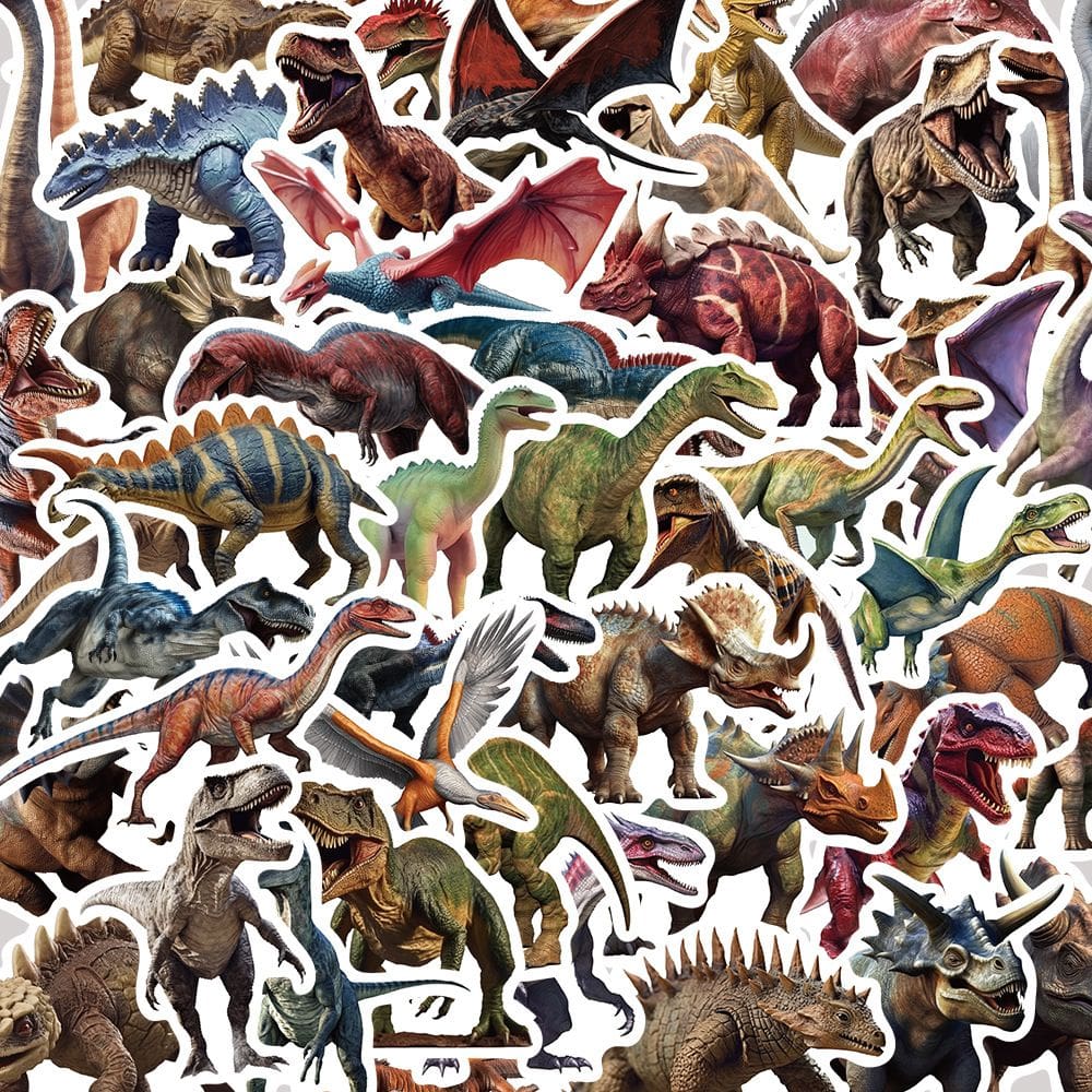 Adesivos Jurassics Dinosaurs em vinil impermeável 50 unidades/lote