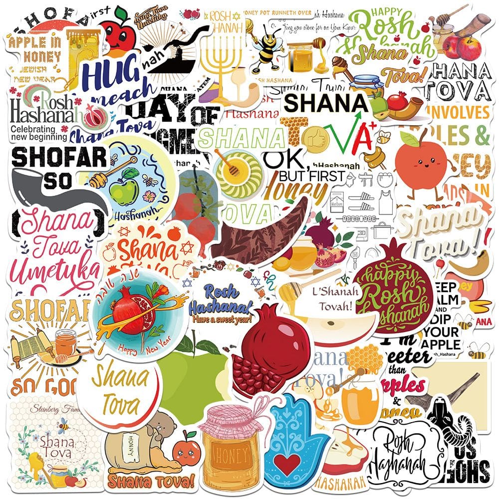 Adesivos Roshs Hashanahs, vinil impermeável, anime, 50 unidades