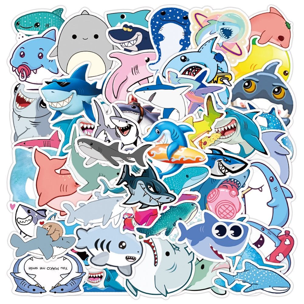 Adesivos Sharks, vinil impermeável, anime, 50 unidades/lote