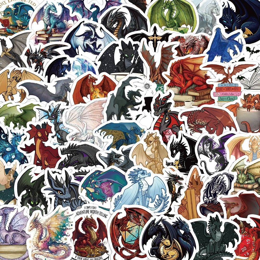 Adesivos de vinil impermeável Anime Dragons, 60 unidades/lote, para laptop