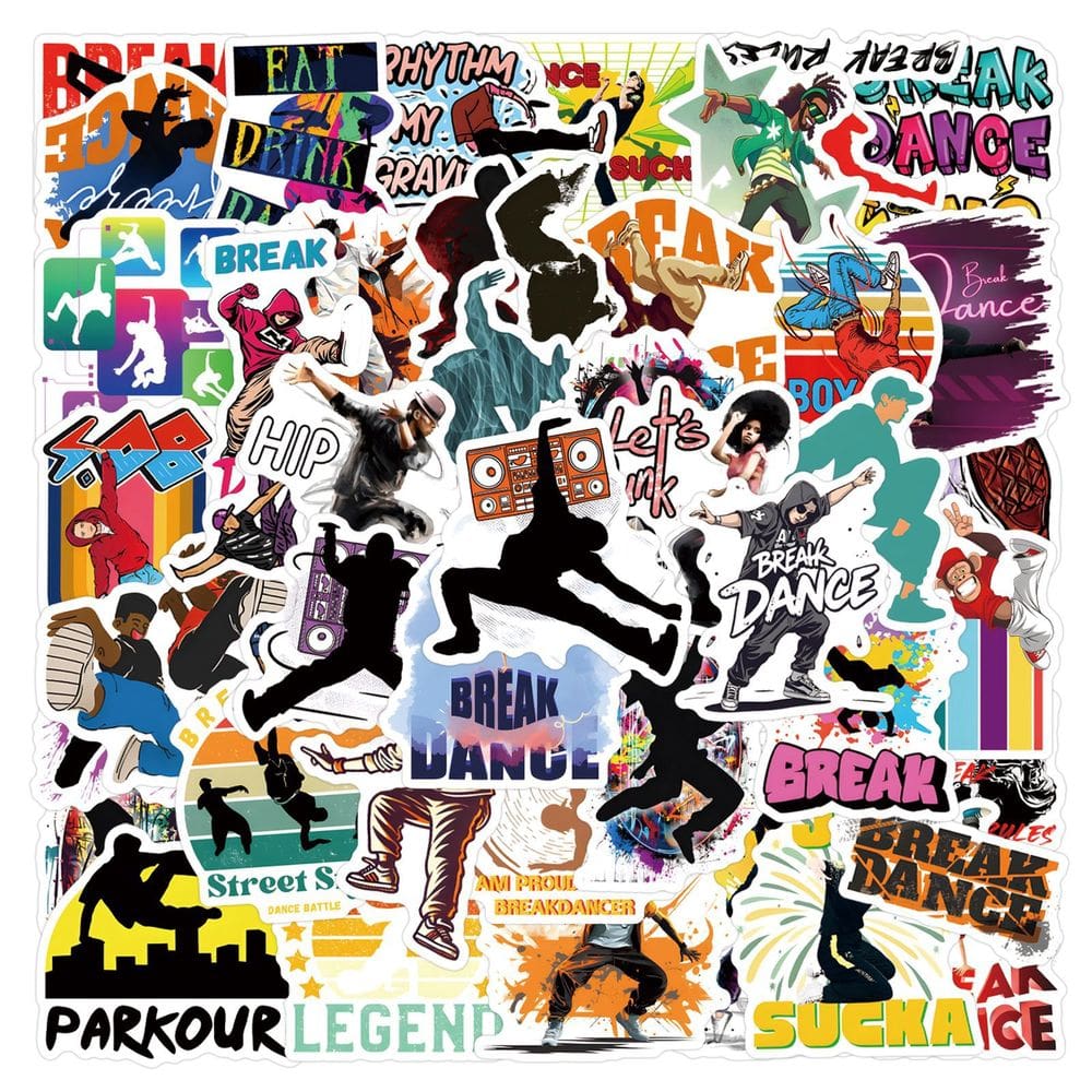 Adesivos Breakdancers, vinil impermeável, anime, 55 unidades