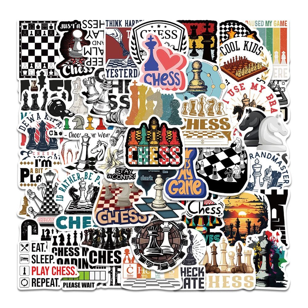 Adesivos, 50 unidades/lote, jogos de xadrez, adesivo impermeável de anime em vinil