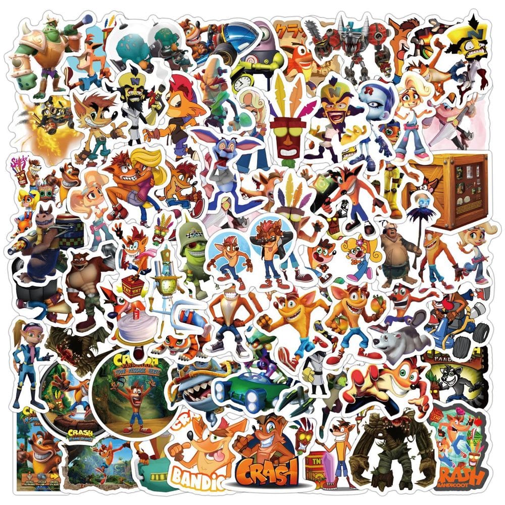 Adesivos de anime em vinil impermeável Crashs Bandicoots (60 unidades)