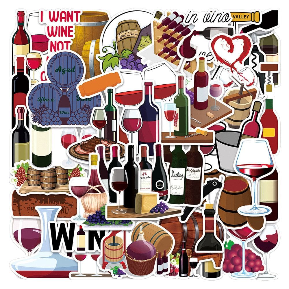 Adesivos de anime de vinil impermeável de 50 unidades/lote para garrafas de vinho