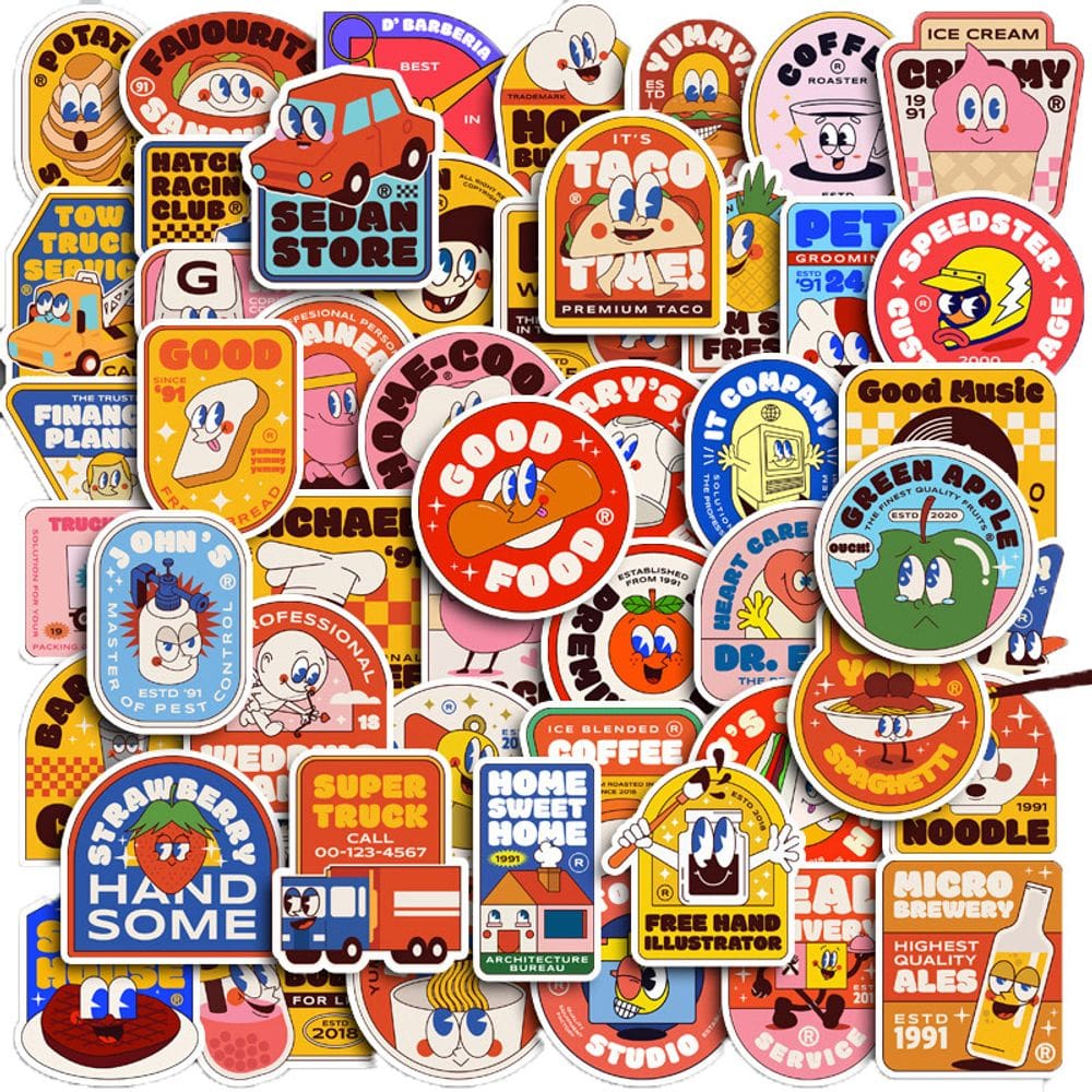 Adesivos 50 unidades/lote de produtos e lojas de alimentos Chefs Sweets Homes Wat