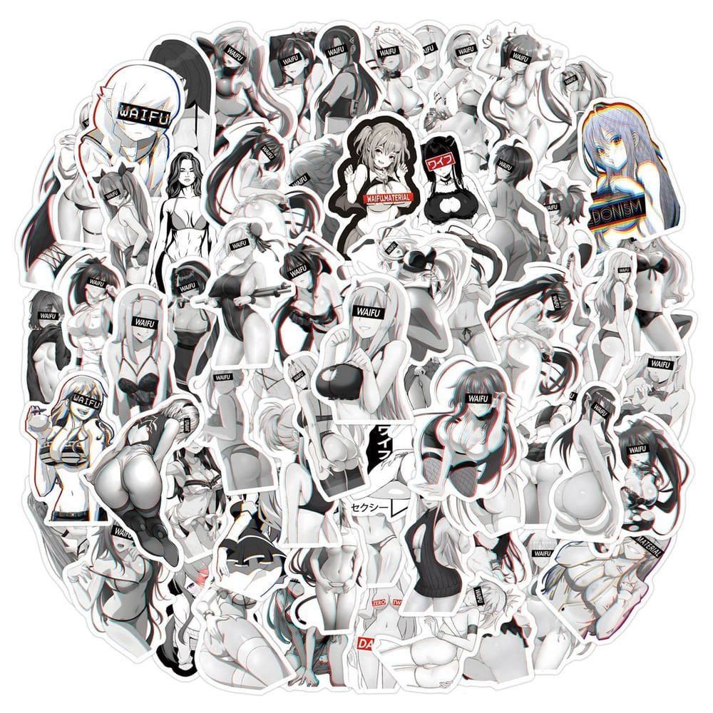 Adesivos de vinil impermeável Waifus, 110 unidades/lote, Anime D