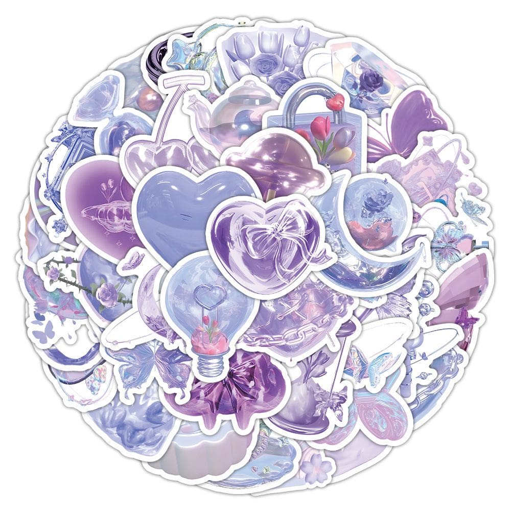 Lote de adesivos: 120 unidades de vinil impermeável de estilos roxos para laptop