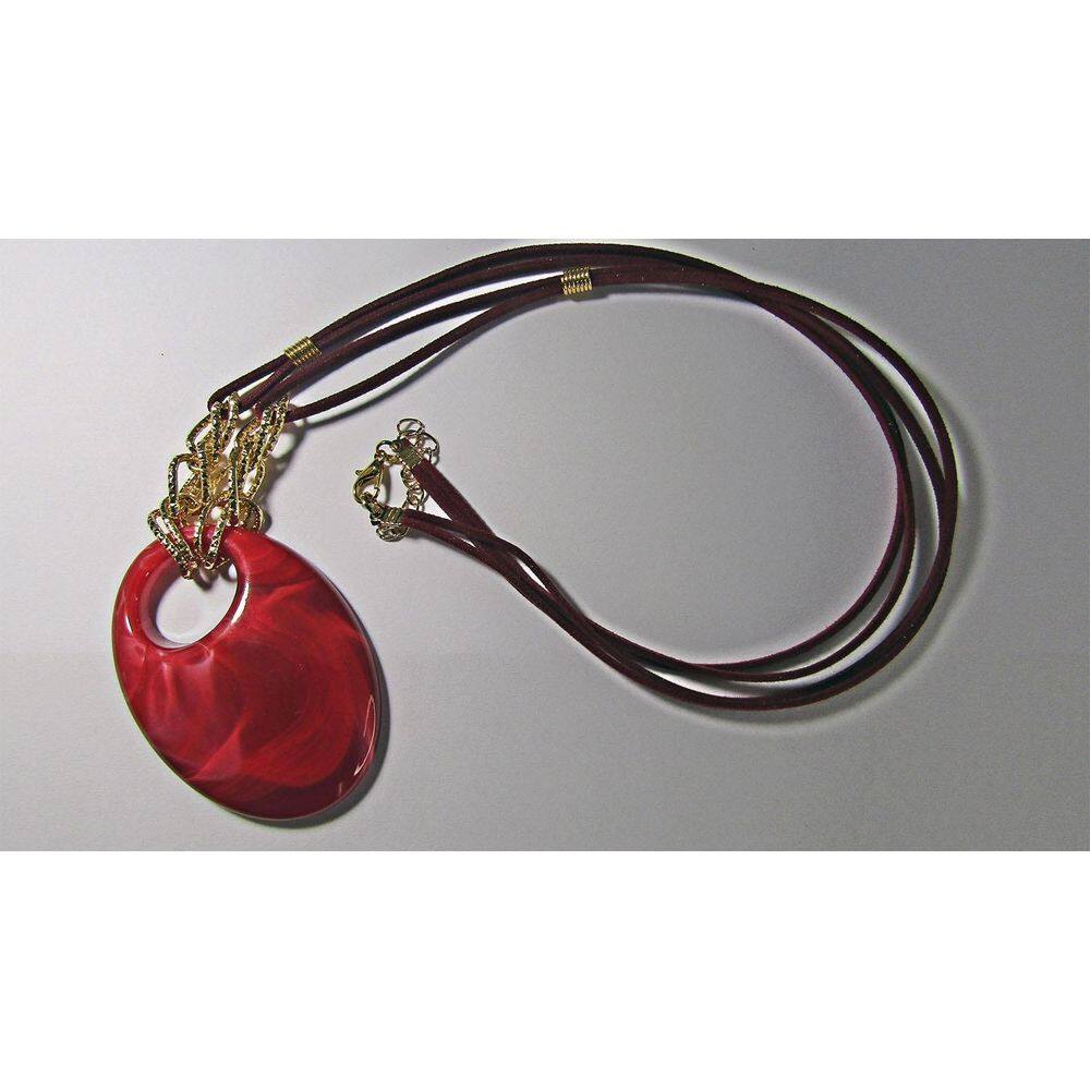 Colar Artesanal Pingente De Acrílico E Cordão De Camurça A