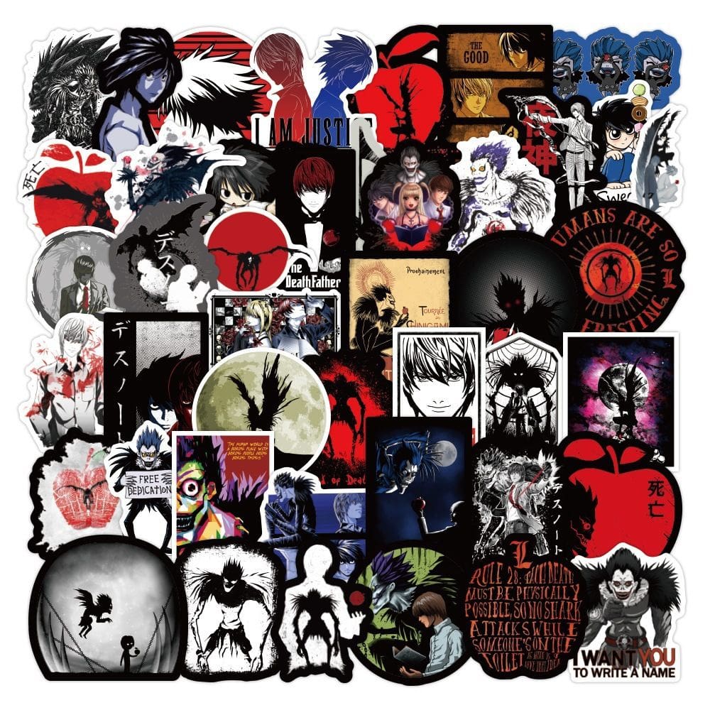 Adesivos Death Note, vinil impermeável, anime, 50 unidades