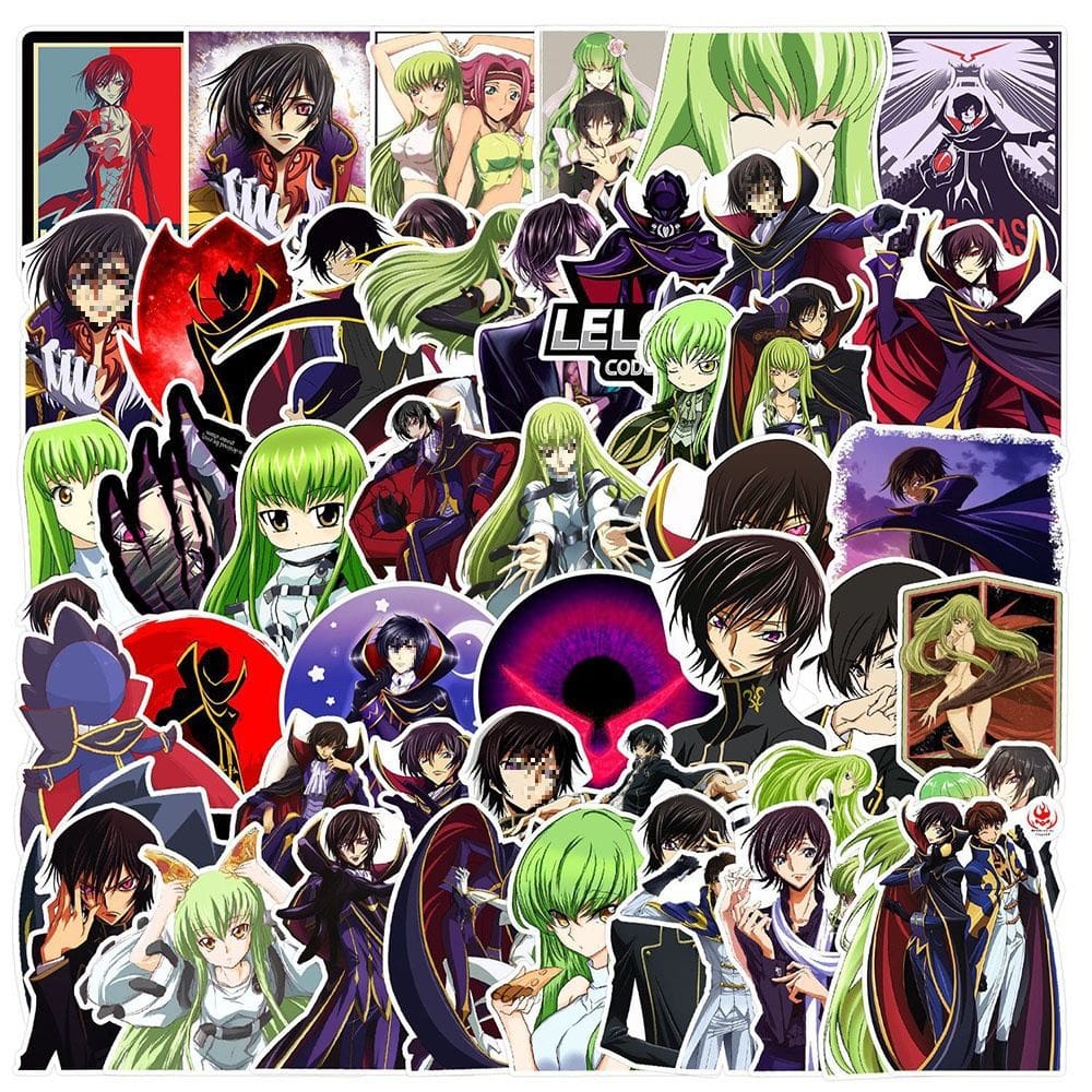 Adesivos 100 unidades/códigos de lote Geass Waterproof Vinyl Anime Stick