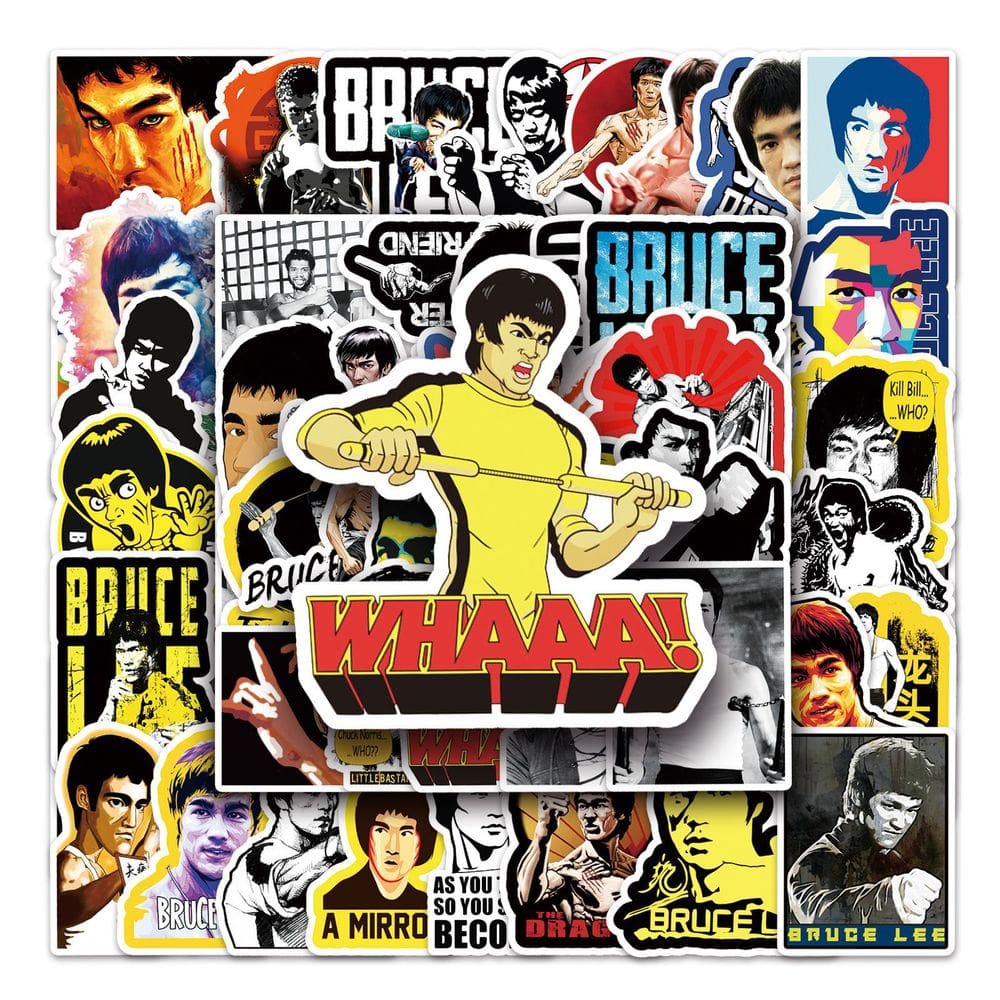 Adesivos de vinil impermeável Bruces Lees, anime, 51 unidades