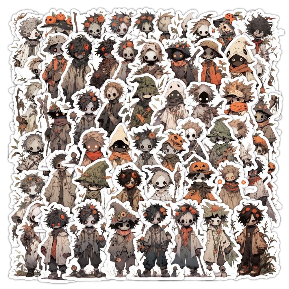 Adesivos Scarecrows, vinil impermeável, anime, 60 unidades/lote, 5-7 cm
