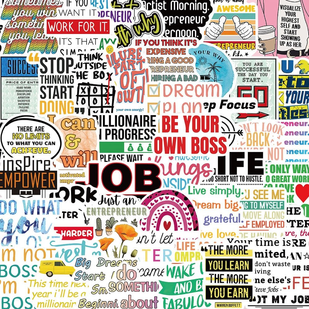 Adesivos Entrepreneurs Quotes, vinil impermeável, 50 unidades