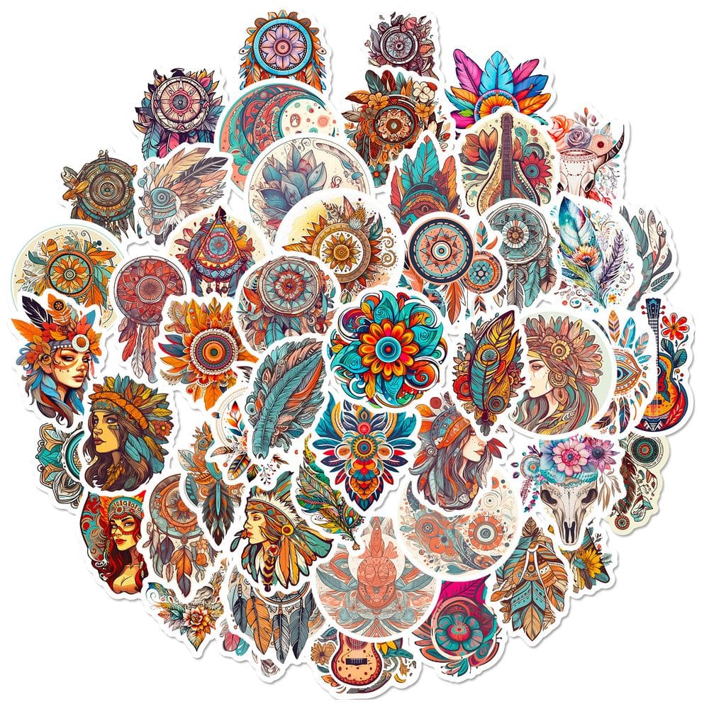 Pacote de adesivos Bohemian Retro Exotic Style Anime Waterp 50 unidades