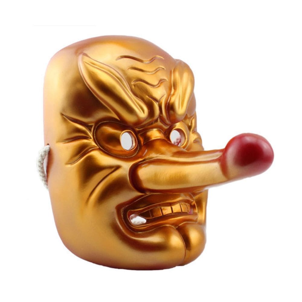 Máscara facial completa de resina de caveira dourada para Halloween Cosplay Prop