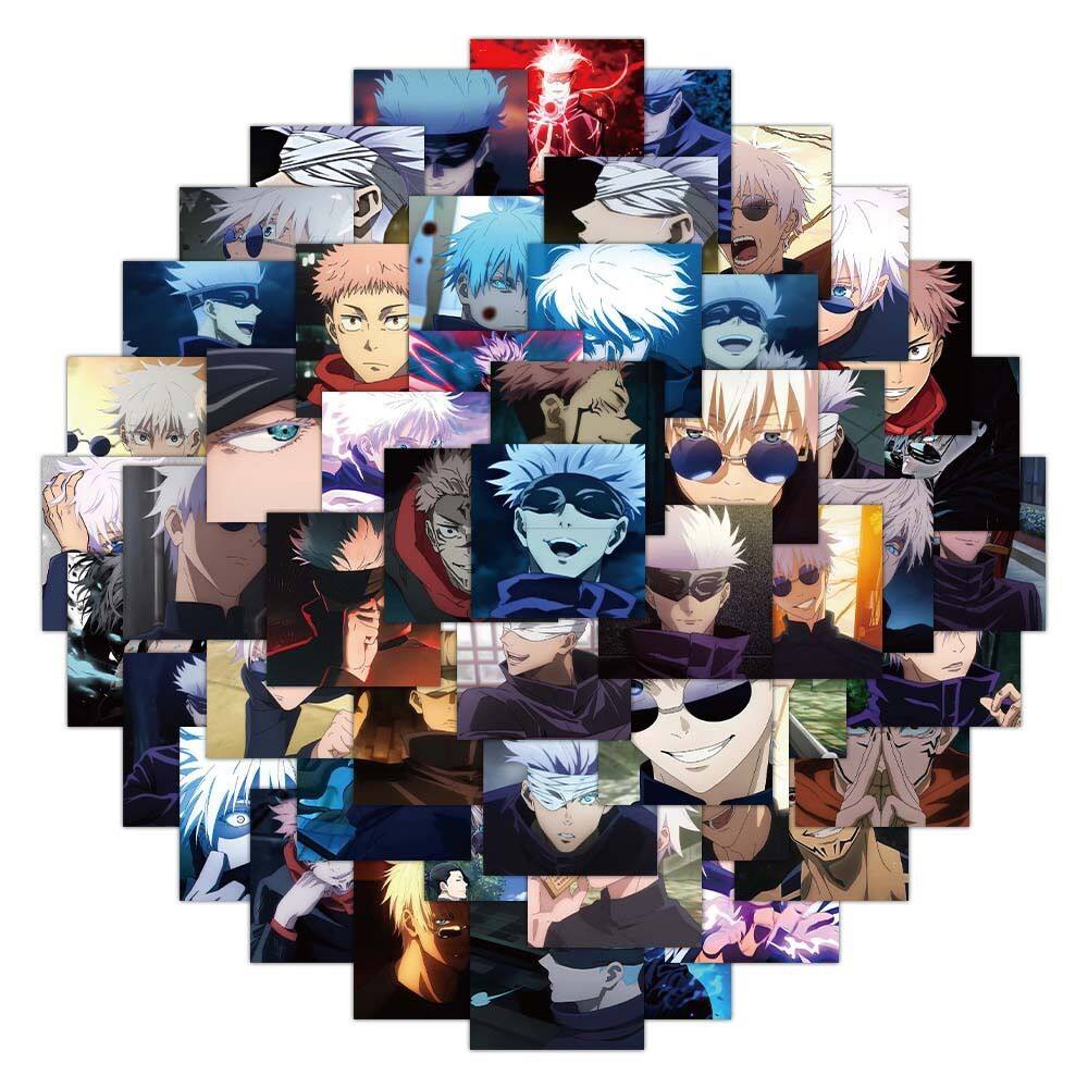 Adesivos Jujutsus Kaisens, vinil impermeável, anime, 100 unidades