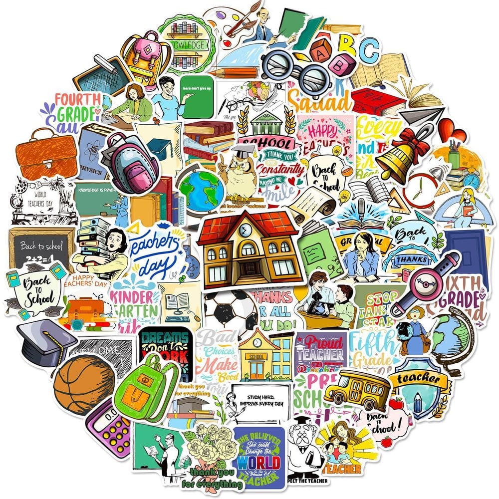 Adesivos de agradecimento, anime para o Dia dos Professores, 100 unidades à prova d`água