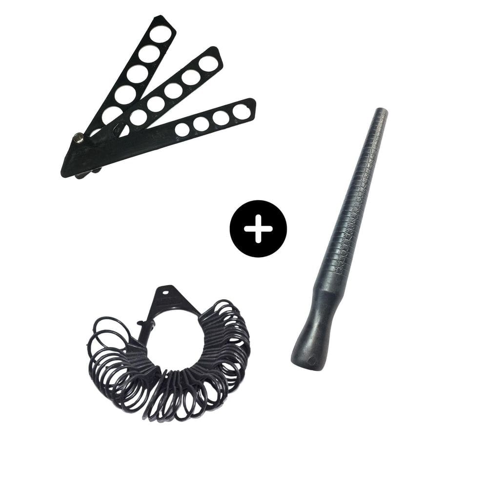 Kit Completo 3 Aneleira Régua Bastão Plástico Medir Dedo