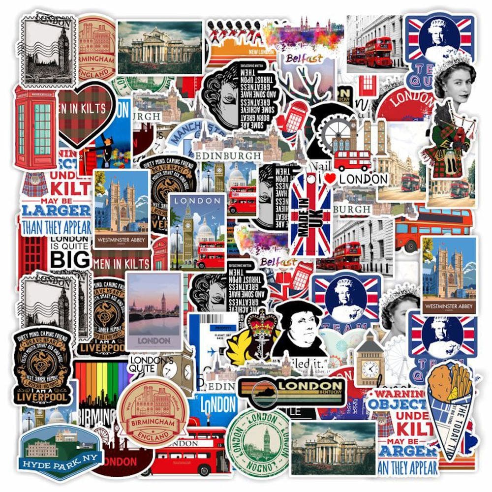 Pacote de adesivos de vinil impermeável de anime de estilo britânico de Londres