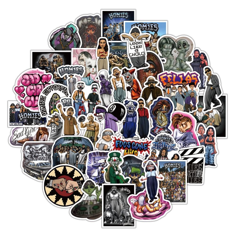 Adesivos Homiess Anime em vinil impermeável, 50 unidades/pacote