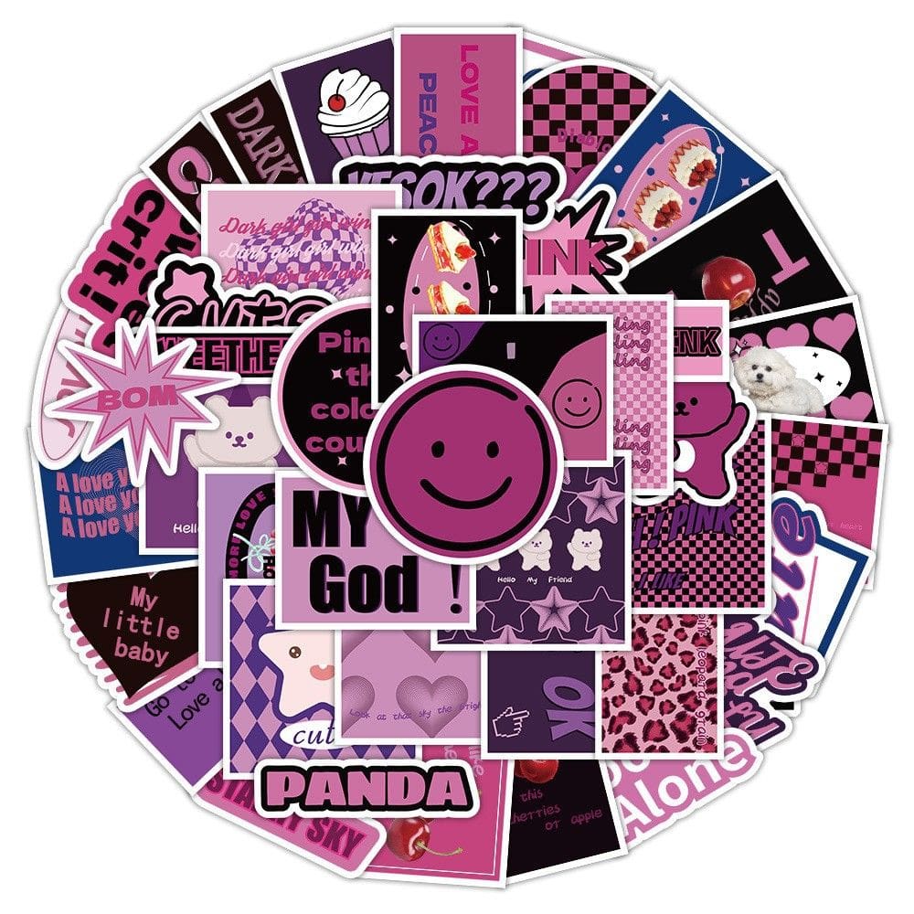 Adesivos 60 unidades/lote de vinil impermeável rosa e roxo