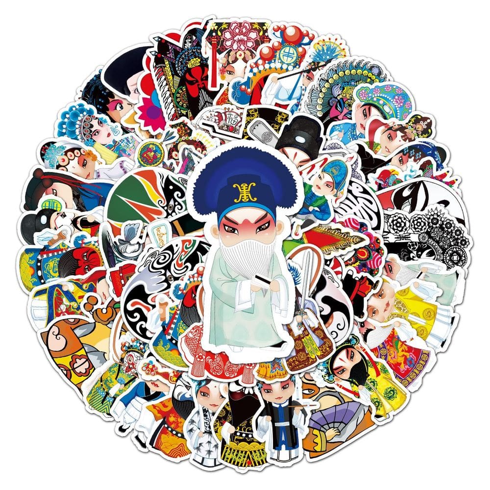 Pacote de adesivos Peking Opera Anime, vinil impermeável, 50 unidades