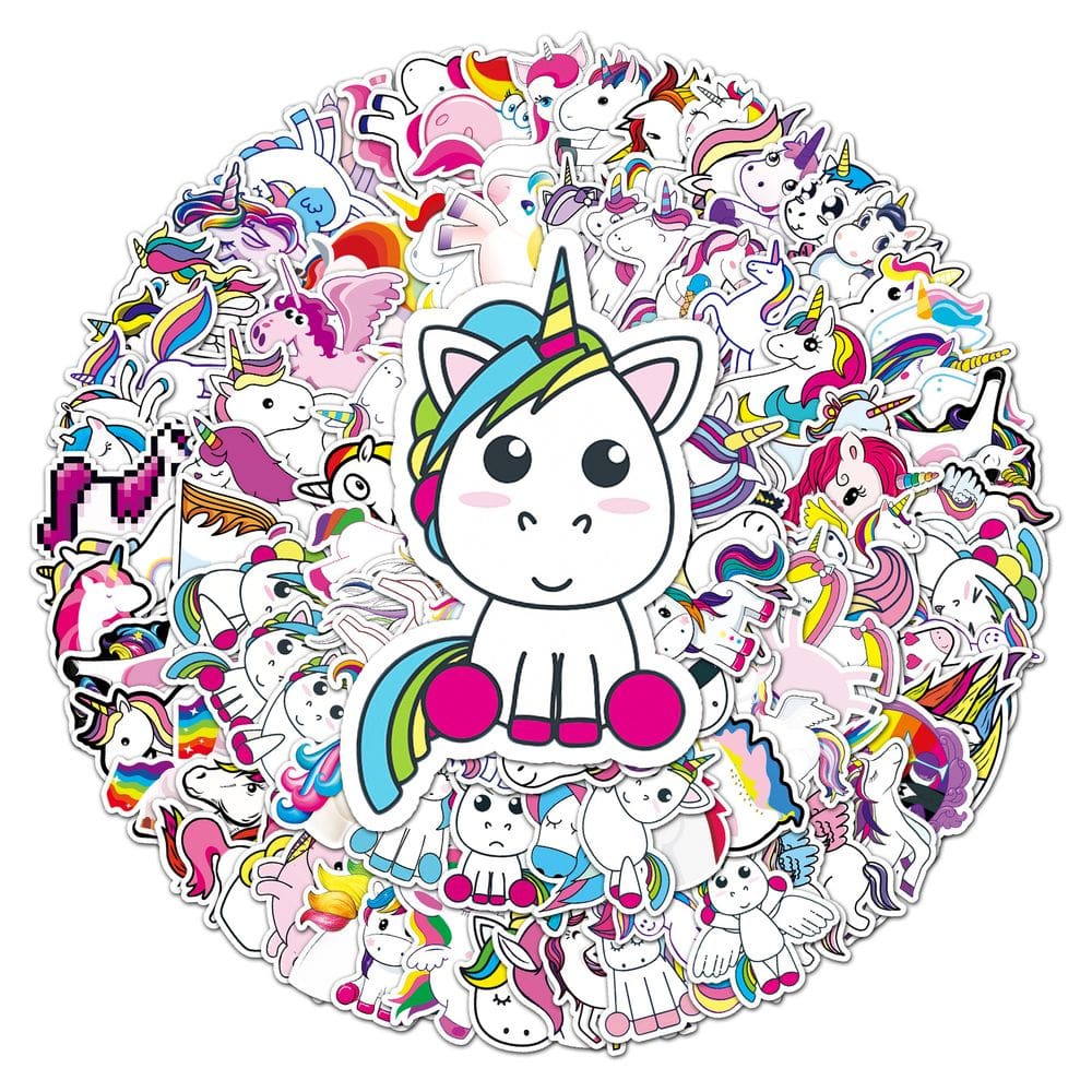 Pacote de adesivos Rainbow Horse Unicorns, 101 unidades de anime impermeável