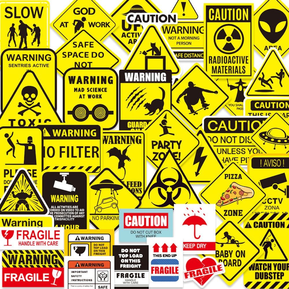 Pacote de adesivos Warning Signs Anime, 40 peças de desenho animado decorativo