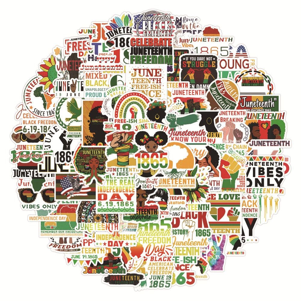 Adesivos Juneteenth Black History 50 unidades de anime impermeável
