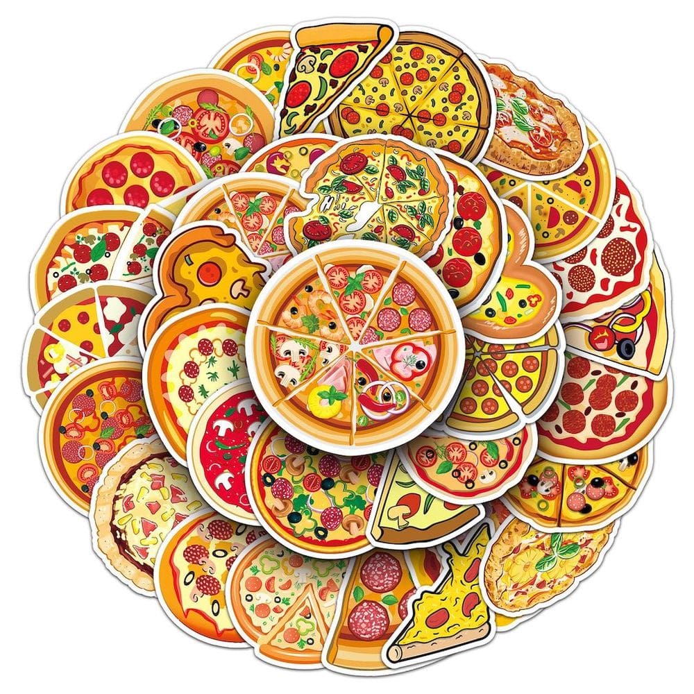 Pacote de adesivos Pizzas Food Gourmets Anime 50 unidades/pacote