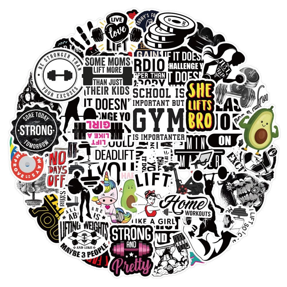 Pacote de adesivos Fitness Workout Anime, vinil impermeável, 50 unidades