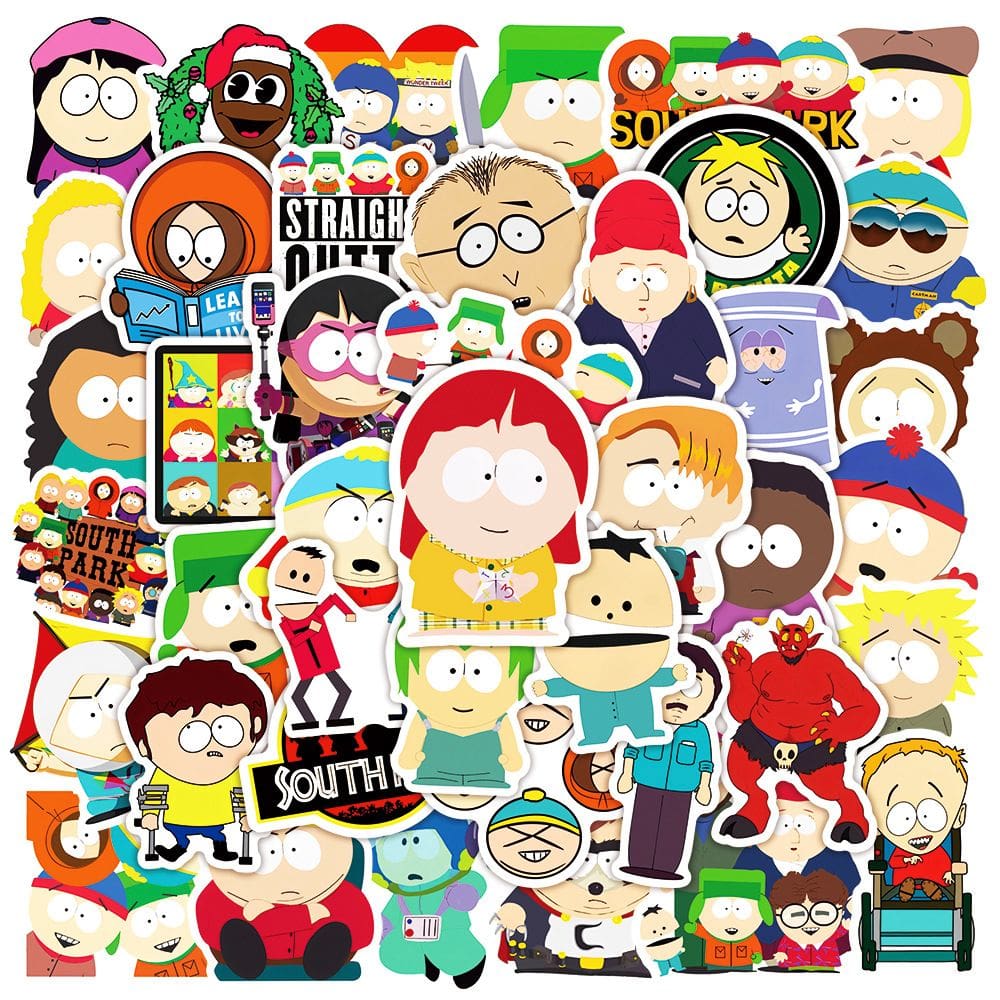 Pacote de adesivos Souths Parks Anime, vinil impermeável, 50 unidades