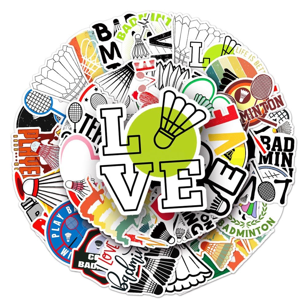 Pacote de adesivos Badminton Sports Anime, vinil impermeável, 50 unidades