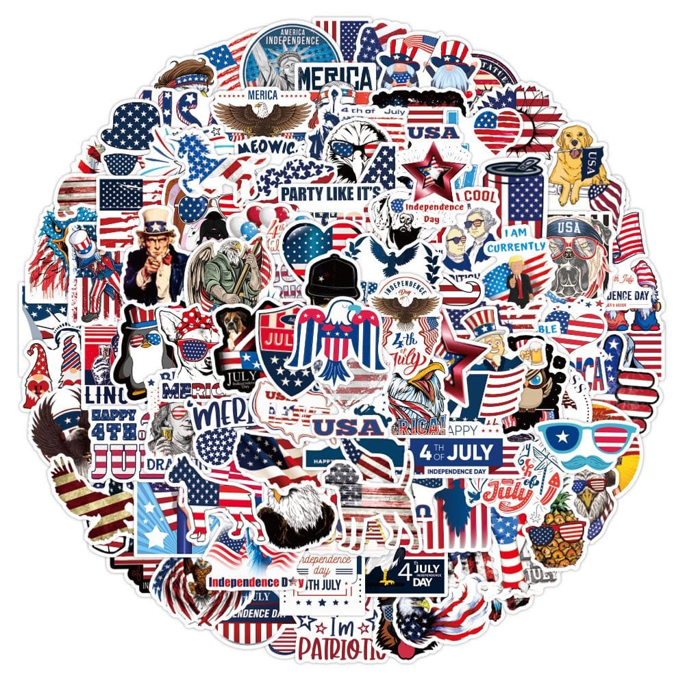 Pacote de adesivos Independence Days Anime, vinil impermeável, 100 unidades