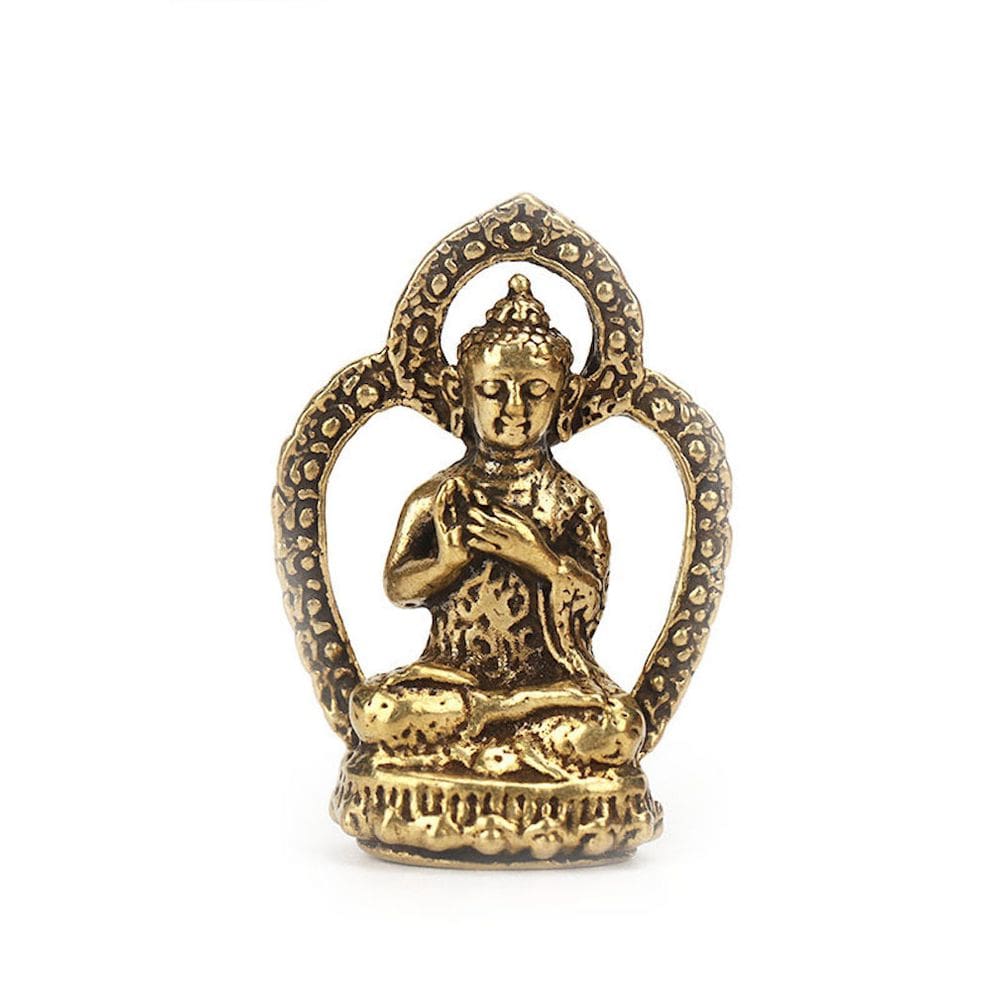 Escultura Guanyin Mini Estátua de Buda de Latão 3,6x2,5 cm