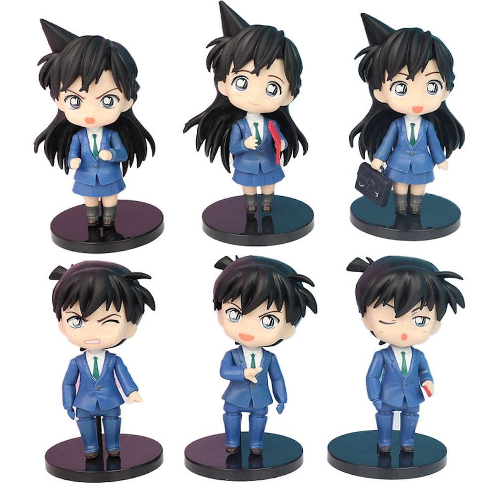 Figure Toy Collection Conan, 6 peças, modelo de anime, 9-12 cm, PVC