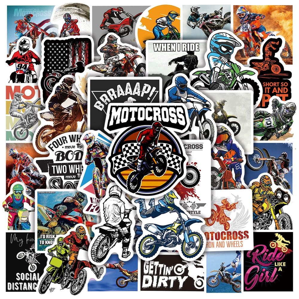 Pacote de adesivos Dirtbikes Motorcycle Anime Waterproof 50 unidades