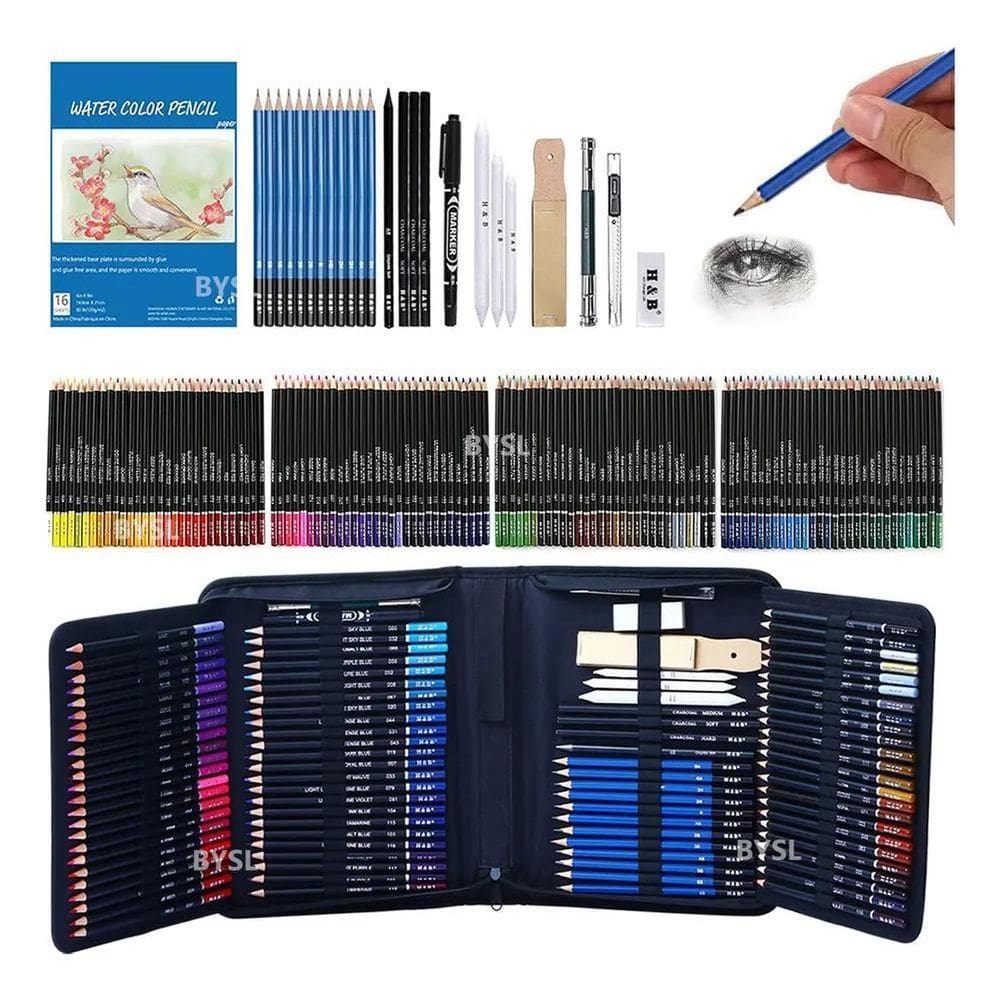 2X Kits 145 Estojo Lápis Colorido Desenho Pintura Profission