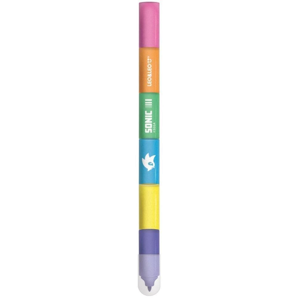 Caneta Hidrografica Sonic De Encaixe 6 Cores Estojo