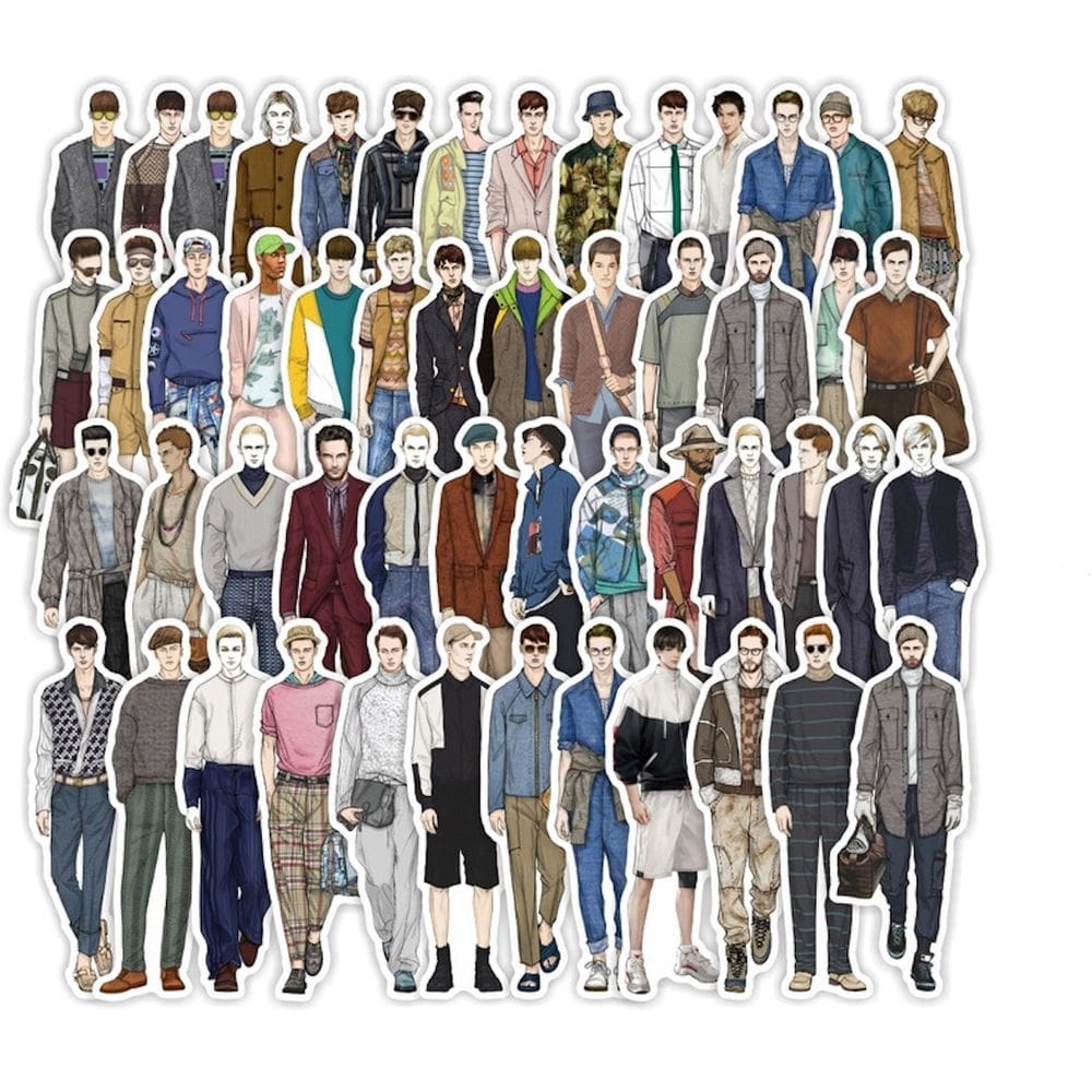 Pacote de adesivos Fashion Catwalk Male Models, 50 unidades à prova d`água