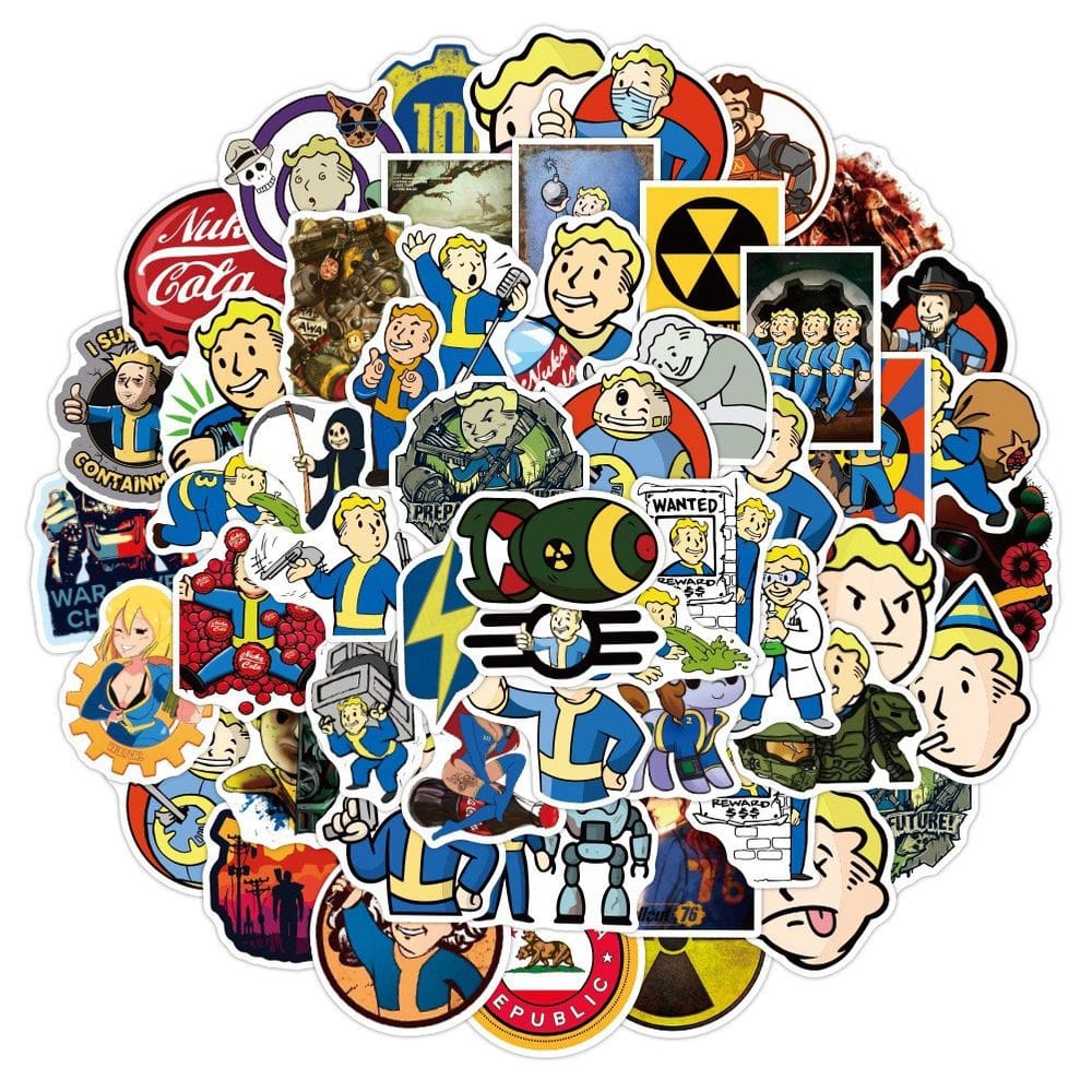 Adesivos Fallout Anime, vinil impermeável, pacote de 50 unidades, 5-6 cm