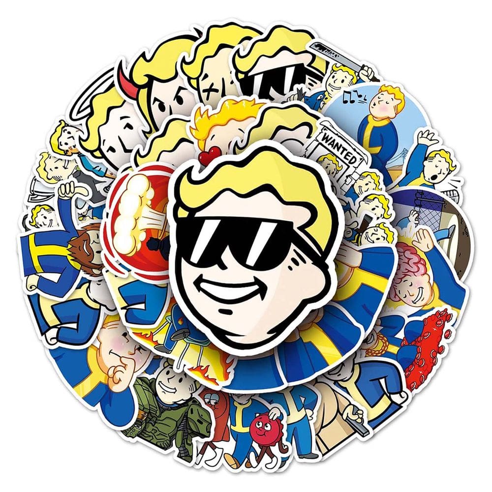 Pacote de adesivos Fallouts Anime, vinil impermeável, 50 unidades