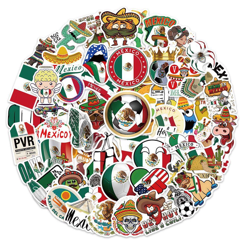 Pacote de adesivos de estilo mexicano, anime folclórico, vinil impermeável, 60 unidades