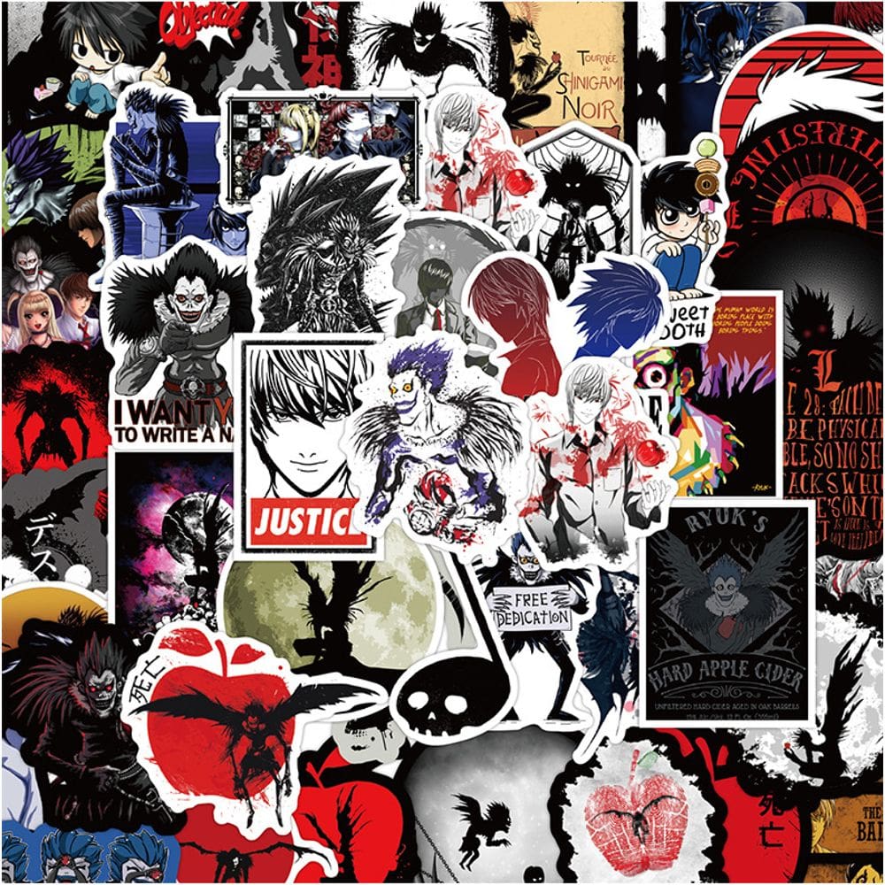 Adesivos Death Note, vinil impermeável, anime, 50 unidades