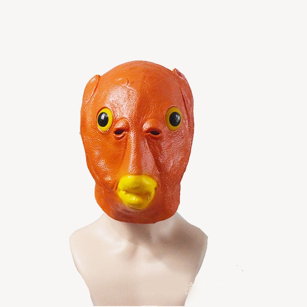Máscara Orange Fish Hood Vinyl Face Traje Facial de Halloween