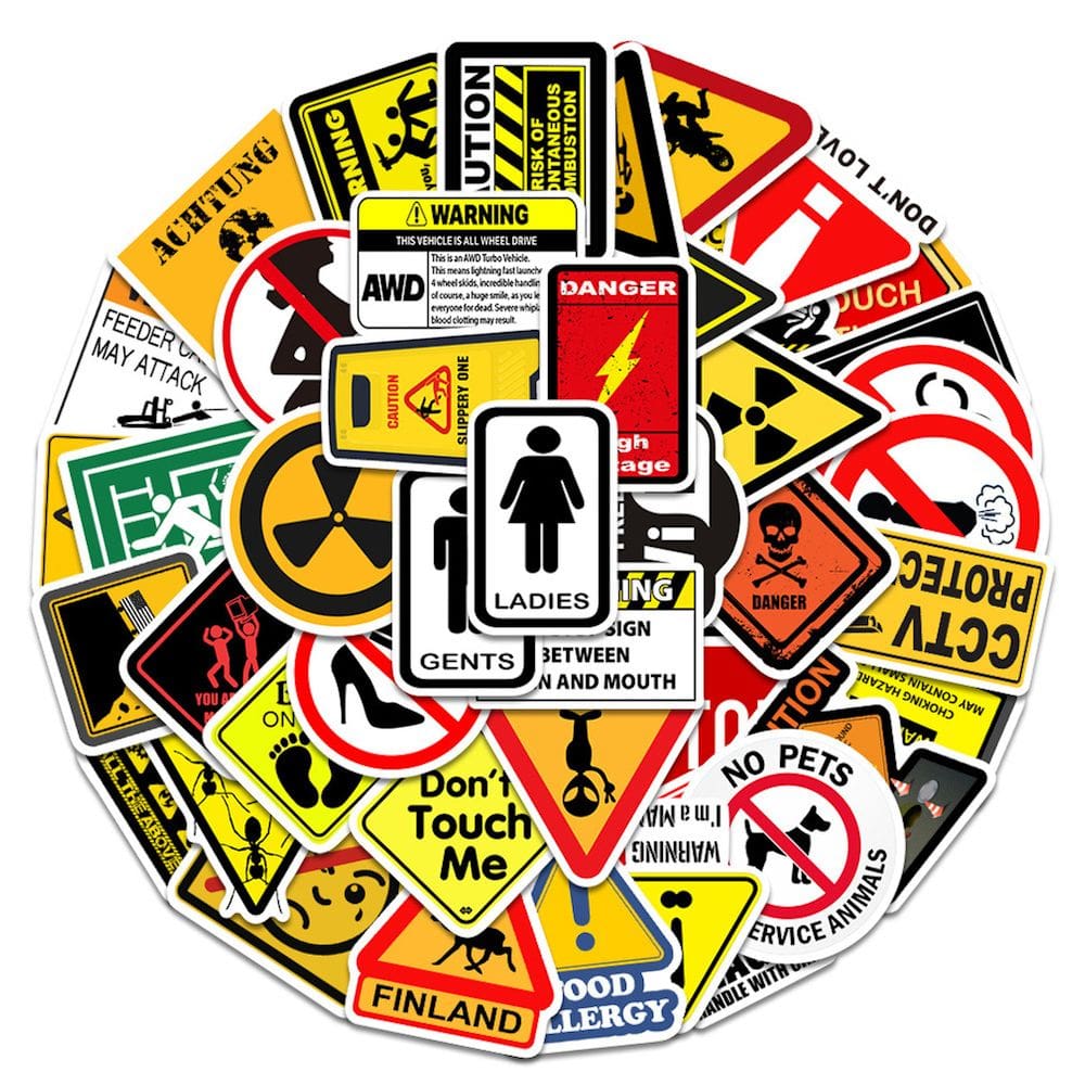 Pacote de adesivos Warning Signs Anime 50 unidades de desenho animado decorativo