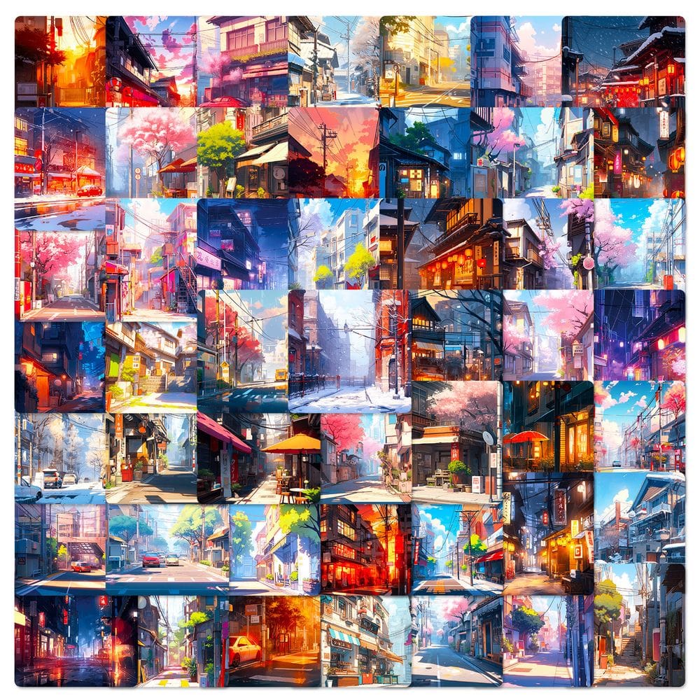 Pacote de adesivos Beautiful Street Scenery, 50 unidades à prova d`água