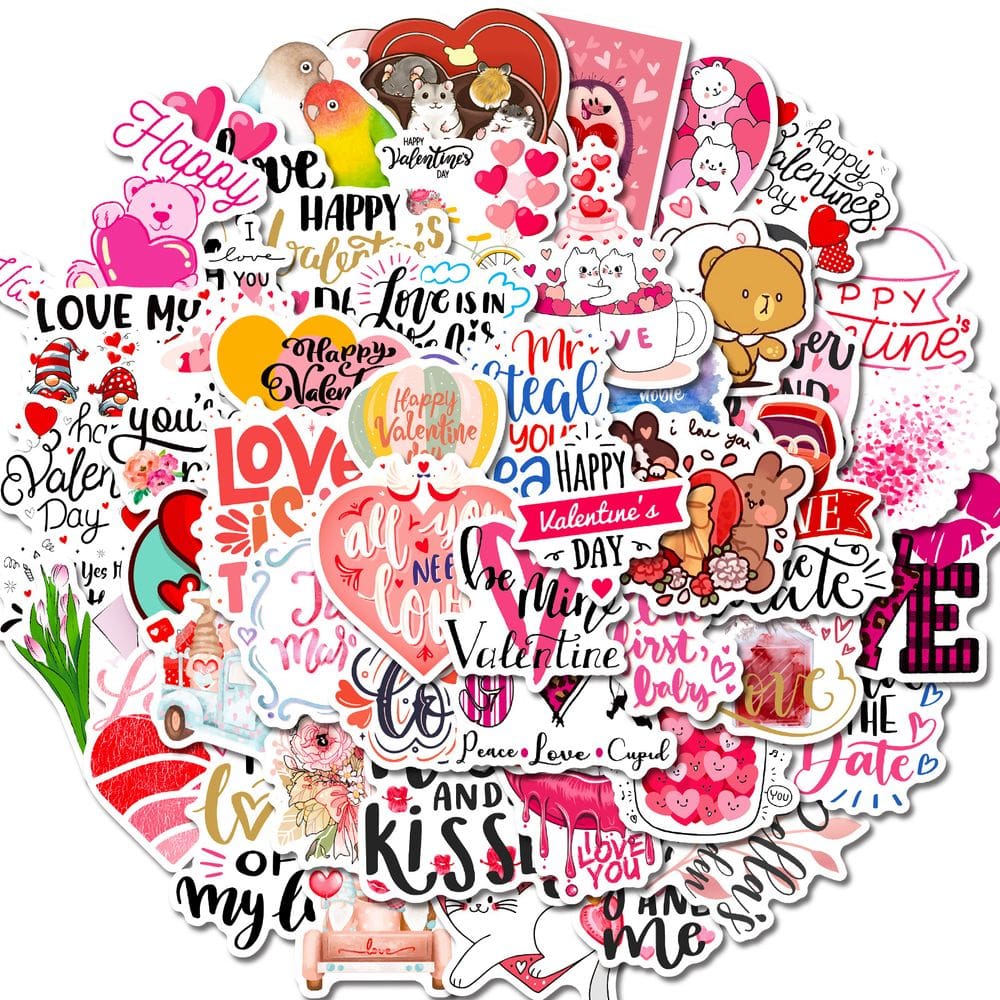 Pacote de adesivos para o Dia dos Namorados, anime, vinil impermeável, 50 unidades