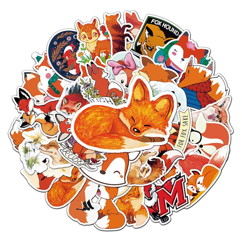 Pacote de adesivos Cute Fox Anime, 50 unidades de adesivos decorativos de desenhos animados