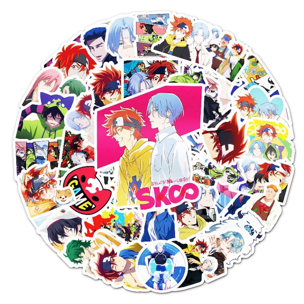 Pacote de adesivos SK8 Anime, vinil impermeável, 50 unidades para laptop